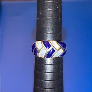 Sterling silver blue and white ring.
